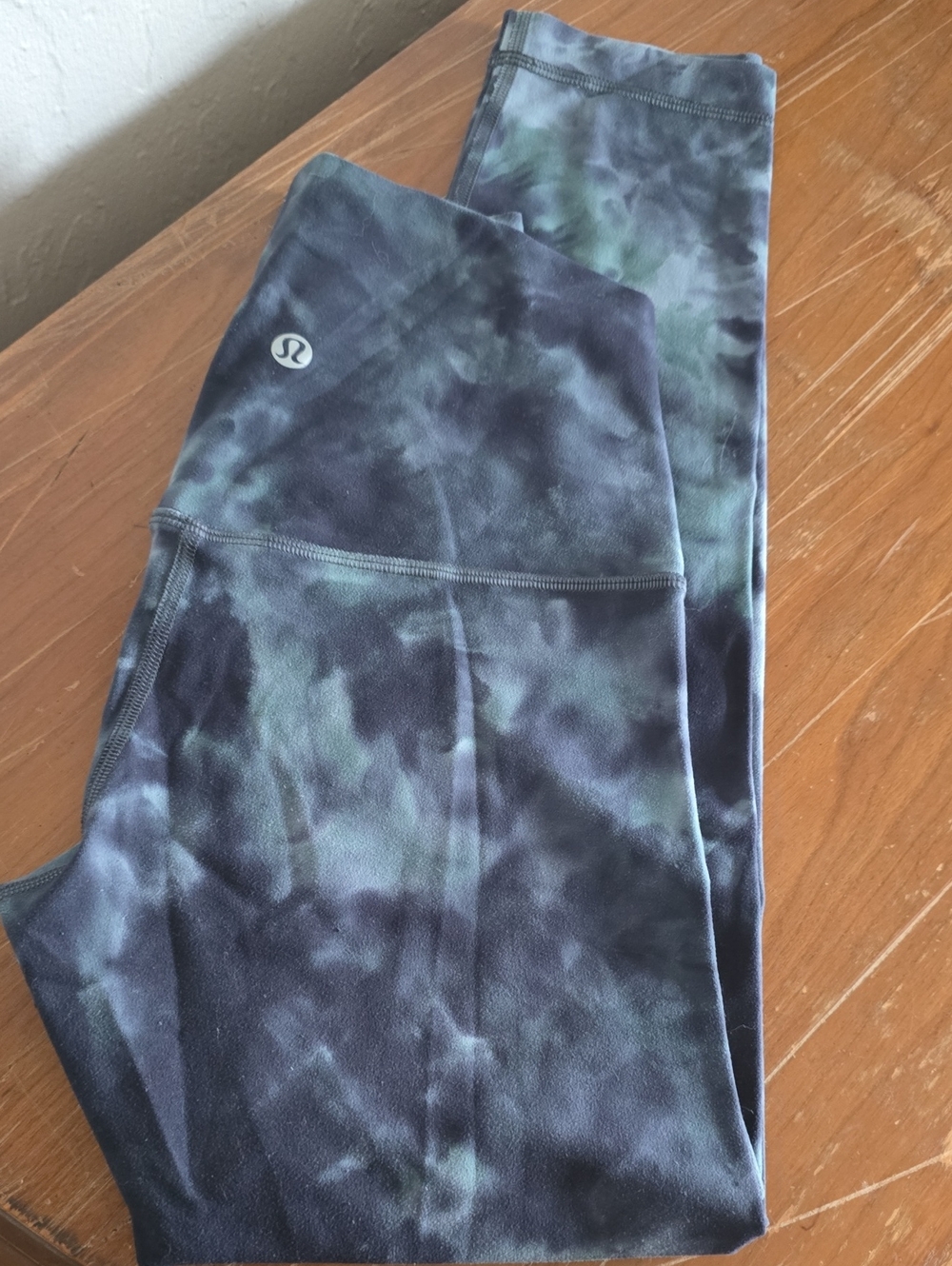 lululemon athletica Black and Dark Green Tie-Dye Leggings